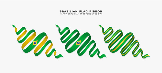 Brazil ribbon flag. waving brazil ribbon in loose roll style
