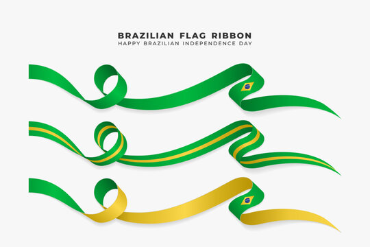 Wavy Brazilian ribbon for Independence Day background in 3 models - Powered by Adobe