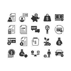 set of finance icons, loan, dabt