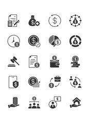 Set of finance icons, money, business