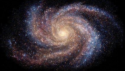 Spiral Galaxy With Star Clusters In Deep Space