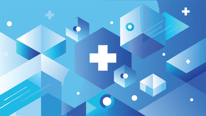 Abstract medical background featuring white crosses on a soft gradient, symbolizing health and care..eps