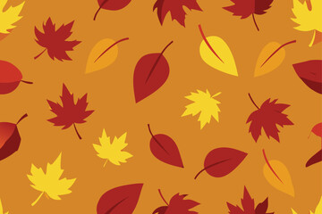 Obraz premium A vibrant autumn pattern of colorful maple leaves and oak foliage creates a beautiful, seamless design