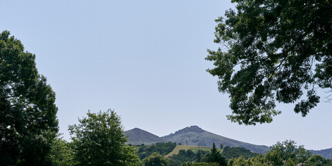 Landscape by Espelette at the foothills of the Pyrenees, France, the summer of 2025.