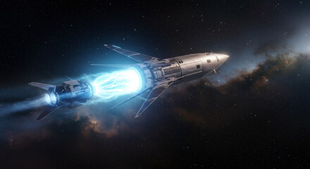 Dynamic light beam on dark background