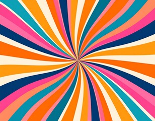 Radiating stripes of vibrant colors create a dynamic design.