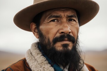 Portrait of Mongolian nomadic man, Mongolia