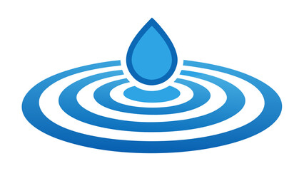 Water Drop Ripple Effect Blue Icon on transparent background