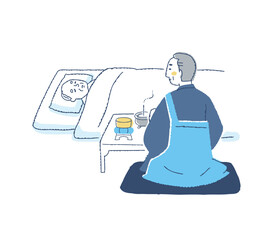 ご臨終・ご遺体の前で枕経をする僧侶