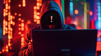 Hacker Working on Computer at Night