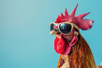 Rooster Wearing Sunglasses with Space for Copy