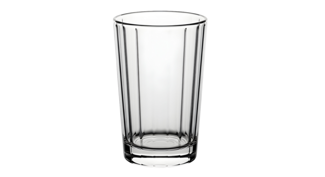 Elegant clear glass with vertical ribbed texture, perfect for beverages and modern bar settings