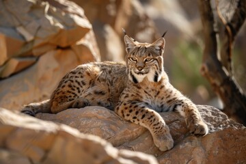bobcat relax on stone