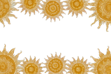 Floral sunburst frame on black background