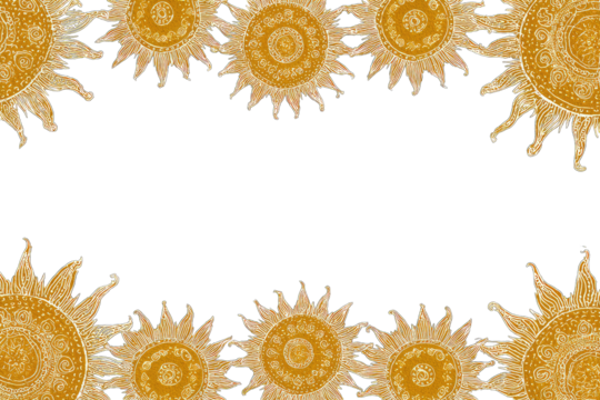 Floral sunburst frame on black background