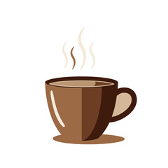 Black vector icon of a hot cup of coffee with steam