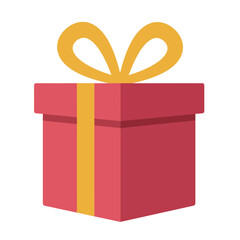 Red gift box with ribbon isolated on white background for celebration and holiday present