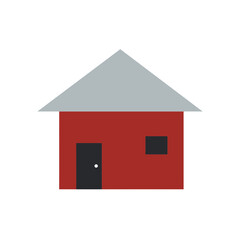 Simple Red House Icon Flat Design Home Illustration
