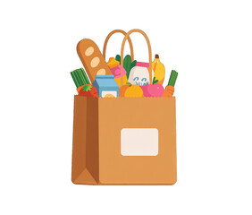 Brown paper grocery bag filled with various food items (2)