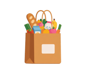 Brown paper grocery bag filled with various food items (2)