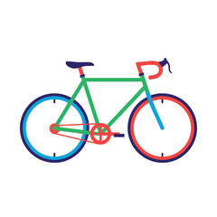 Obraz premium Stylized graphic of a multi-colored road bicycle. A modern flat vector illustration representing active lifestyle and eco-friendly transport.