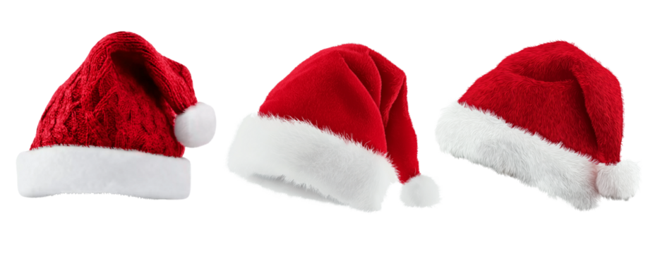 Santa Claus red hat on transparent background, Decoration christmas red cap.
