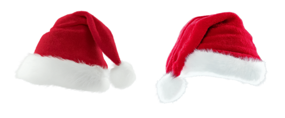 Santa Claus red hat on transparent background, Decoration christmas red cap.