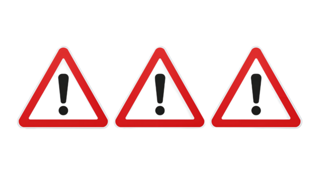 Triple Red Warning Triangle Exclamation Mark Alert Symbol