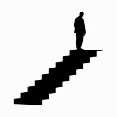 Man Climbing Stairs Black Icon Simple Artwork, Stairs Man Vintage Style Design Idea