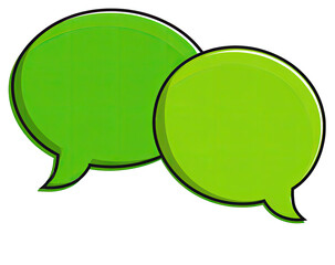 Two bright lime green speech bubbles, overlapping slightly, with a slightly darker outline