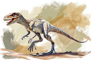 Velociraptor illustration. Dinosaur of Cretaceous Period.