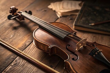 Fototapeta premium Close-Up of Violin Bow on Strings – Fine Art Music Photography