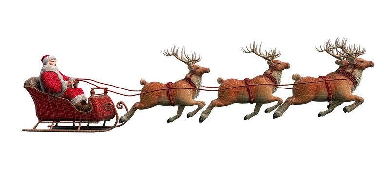 santa claus ready to deliver presents with sleigh on transparent background. - Powered by Adobe