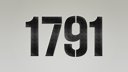 3D Bold metal number 1791 on silver background.