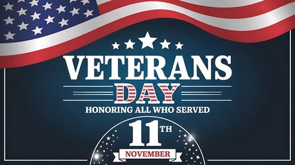 Photo of veterans day honoring all who served with american flag and november 11th date