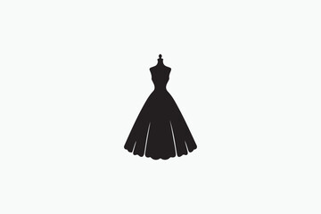 A Ball Gown dress vector silhouettes black image made by adobe illustrator. eps