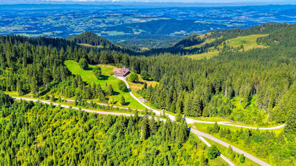 Blick ins Gantrischgebiet, Gurnigel, Kanton Bern, Schweiz, Luftaufnahme, August 2025