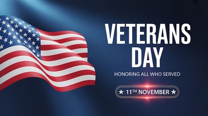 Photo of veterans day honoring all who served with american flag and november 11th date