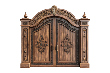 Luxury beautiful wooden gate isolated on a transparent background