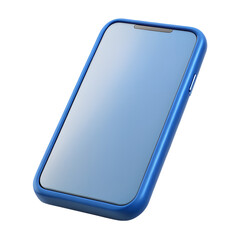 3d render of a blue smartphone with a blank screen, representing modern technology and communication, isolated on transparent background