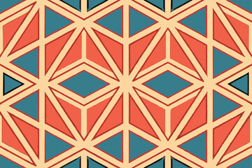 A colorful retro seamless geometric pattern with a vintage style fabric design