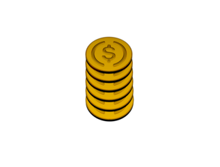 NFT gold coin 3d icon with transparent background