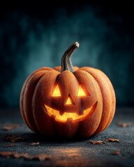 Happy pumpkin glows brightly at night