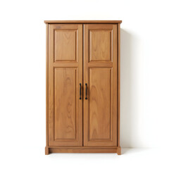 Wooden cupboard on white background