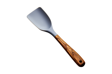 Silicon spatula with wooden handle isolated on a transparent background