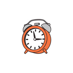 Alarm clock on a white background. Color stylized illustration. Vector graphics.