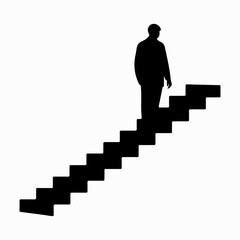 Man Climbing Stairs Black Icon Simple Artwork, Stairs Man Vintage Style Design Idea