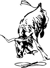 abstract design of American wild west desert with cowboys - hand drawn Black illustration. Ilustraciones del viejo oeste. PNG.JPG. VEKTOR