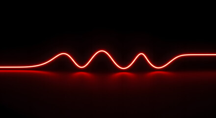 Abstract Red Neon Wave on Black Background Reflecting, Ideal for Tech, Sound or Futuristic Projects and Designs with Modern Appeal.