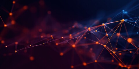 Network connections with nodes and lines representing data transfer in cyberspace